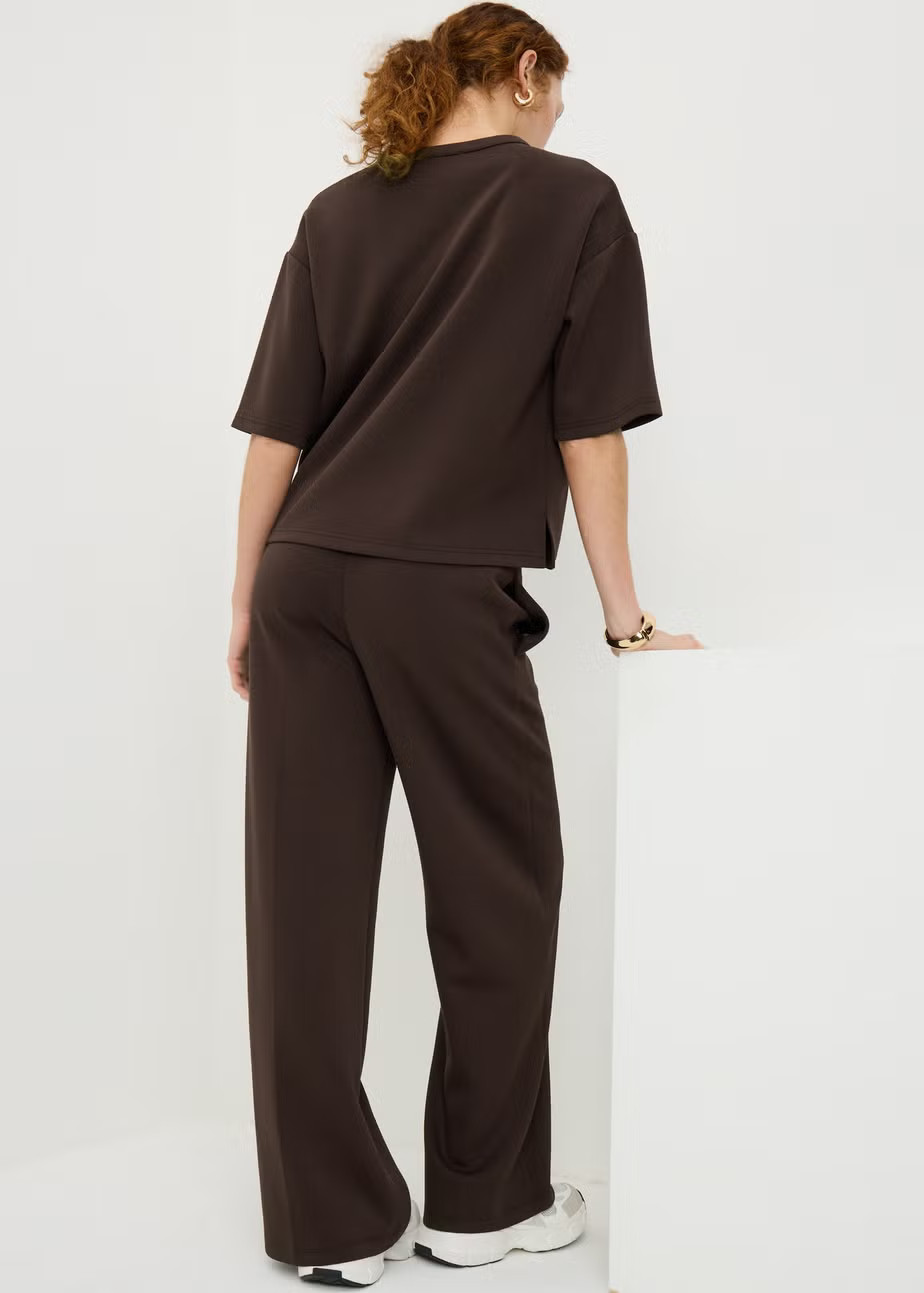 Chocolate Brown Scuba Wide Leg Co Ord Trousers | Matalan (UK)