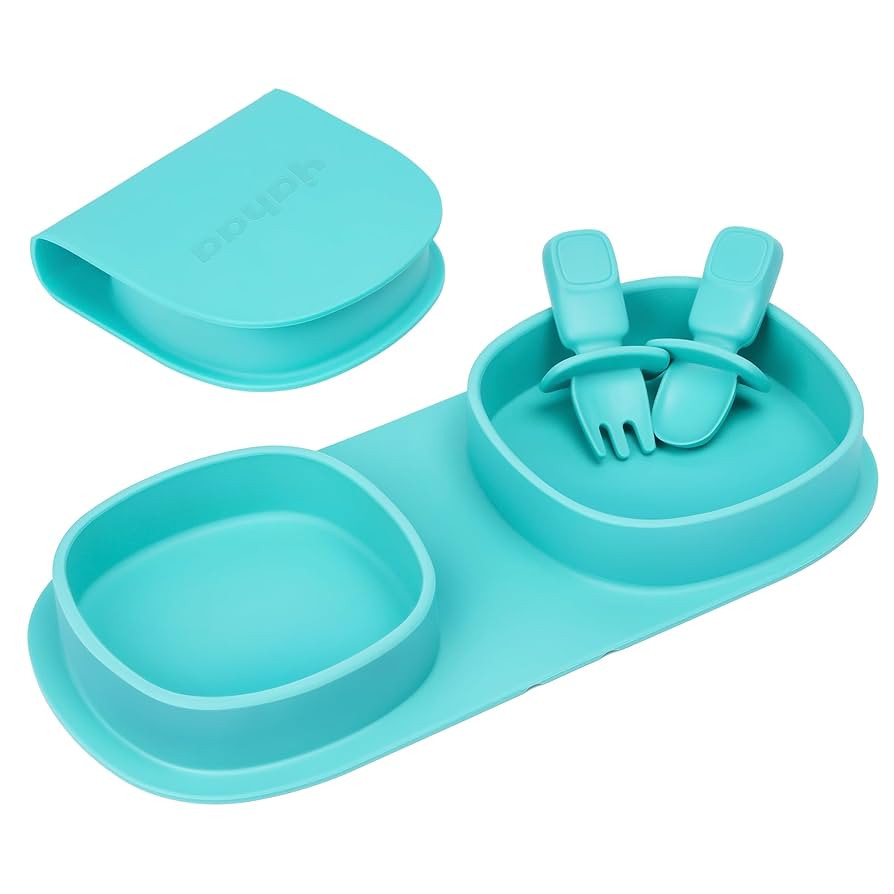 Toddler Plates Travel Essential on the go,Baby Plates with Forks and Spoons Self Feeding 6 months... | Amazon (US)