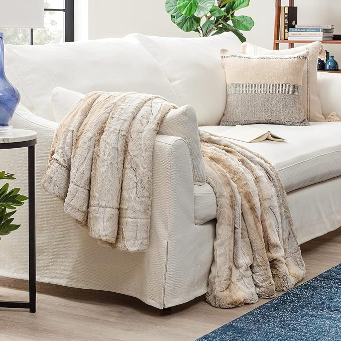 Chanasya Fuzzy Faux Fur Falling Leaf Embossed Throw Blanket - Super Soft and Warm Lightweight Rev... | Amazon (US)