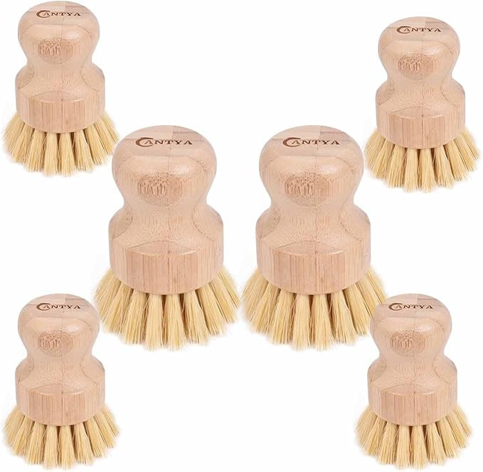 Bamboo Dish Scrubber 6 Pack Soft Bristle, Vegetable Brush Environmental Protection and Durable, B... | Amazon (US)