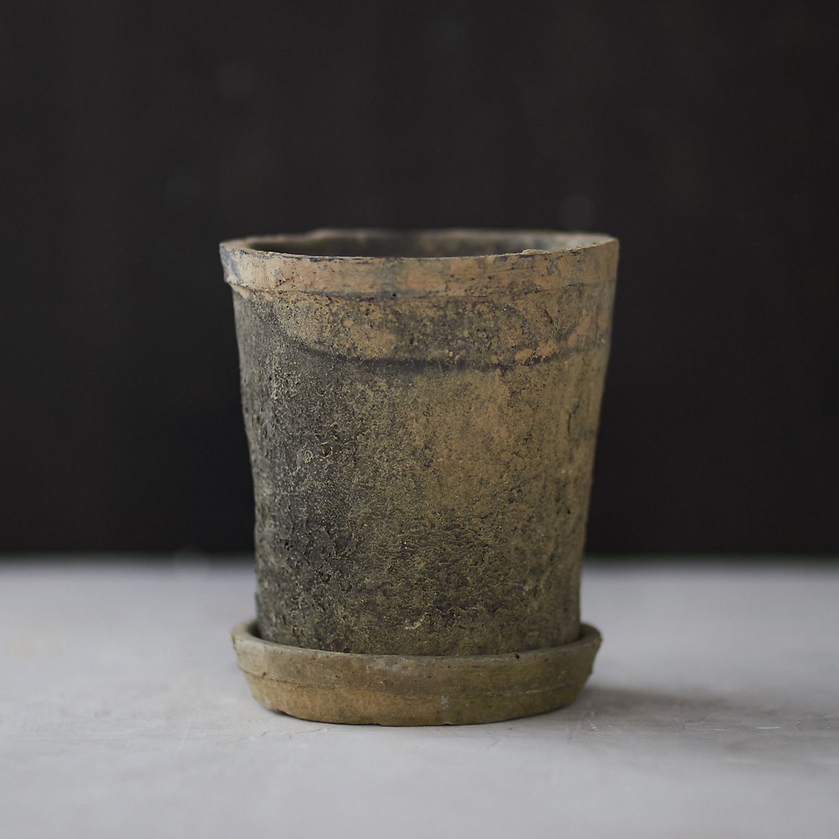 Earth Fired Clay Tall Sill Pot + Saucer Set | Terrain