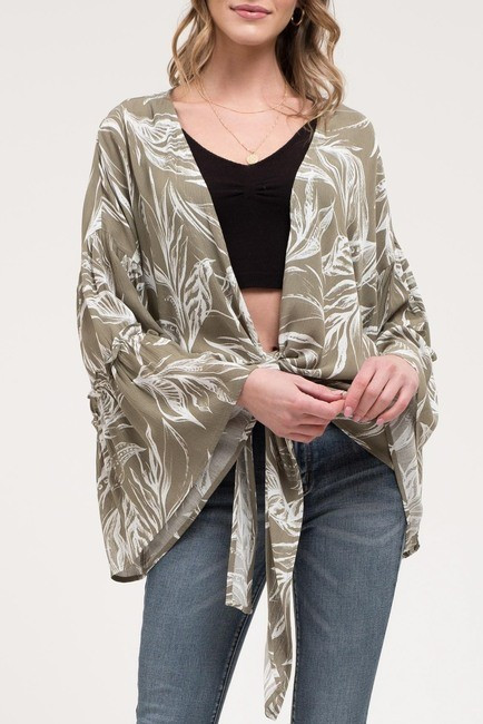 Blu Pepper | Leaf Patterned Tie Front Kimono | Nordstrom Rack | Nordstrom Rack