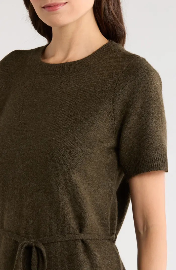 Short Sleeve Tie Waist Sweater Dress | Nordstrom