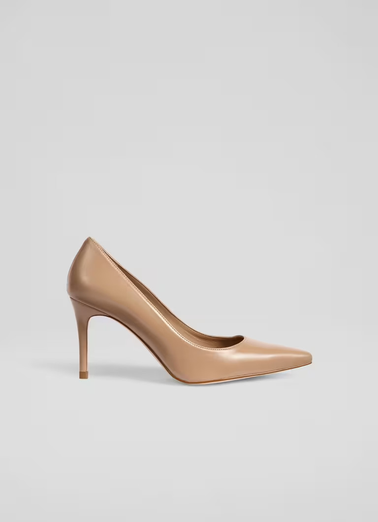 New Floret Beige Patent Leather Pointed Toe Courts | L.K. Bennett (UK)
