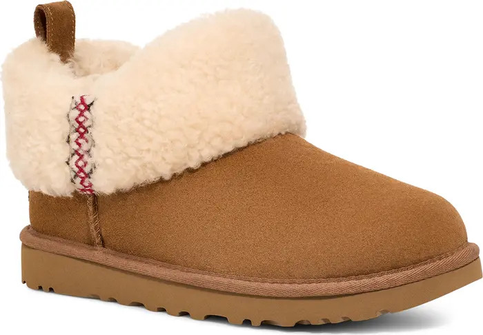 Ultra Mini Braid Genuine Shearling Bootie (Women) | Nordstrom