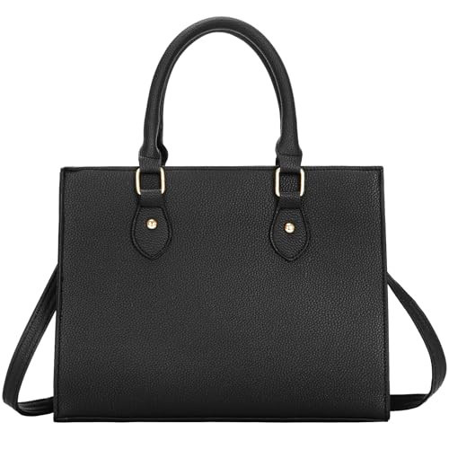Beaguful Classic Top Handle Bags with Zipper Vegan Leather Crossbody Bags Casual Tote Handbags for Women Black | Amazon (US)
