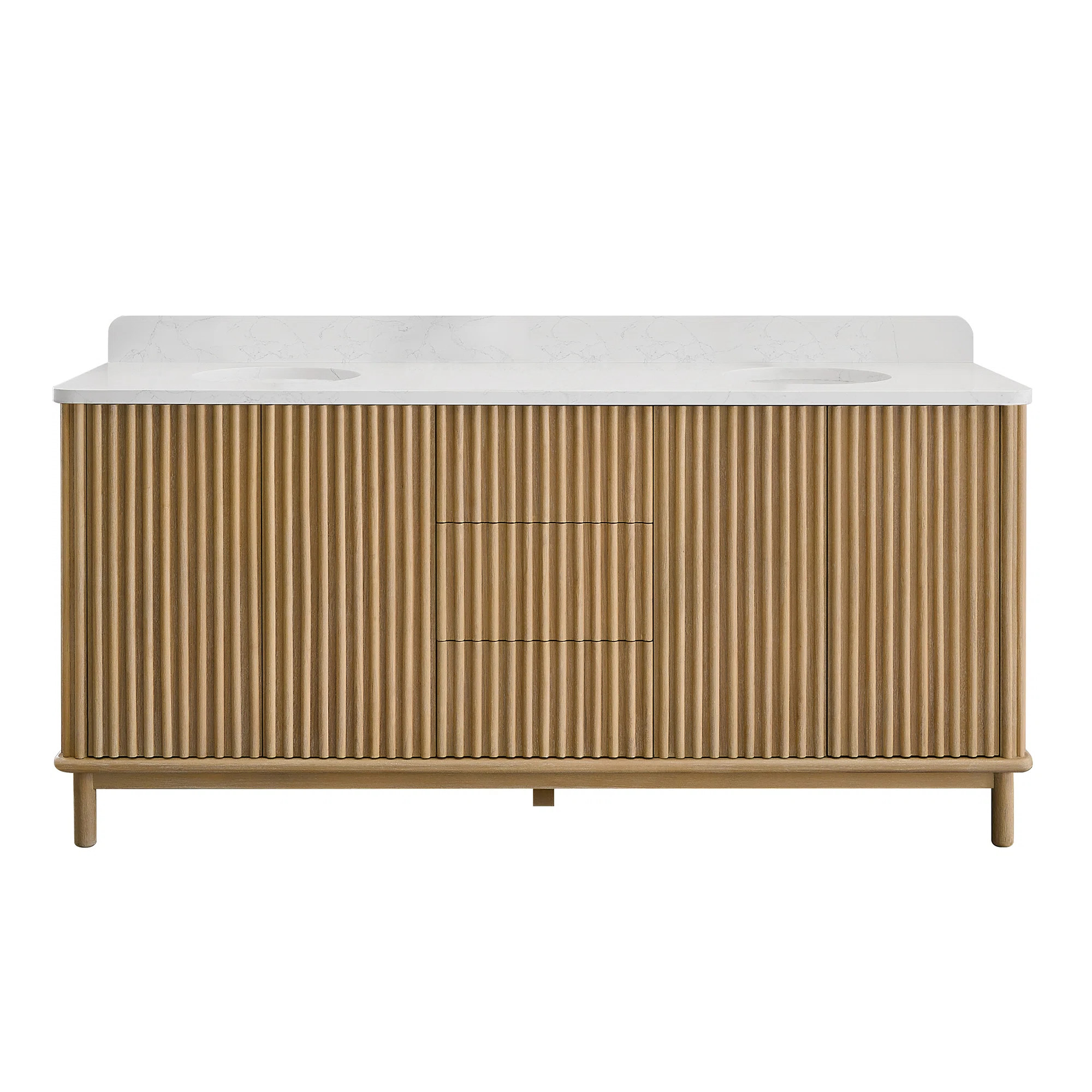 Ravetsky 72" Double Vanity in Washed Ash Grey with White Grain Composite Stone Top | Wayfair North America