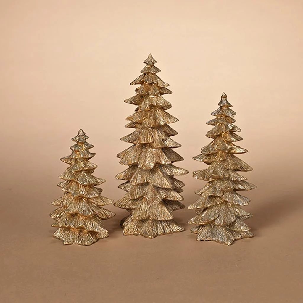 Gerson 51382 - S/3 Resin Gold Glitter Tree, L Christmas Decorative Tree | Walmart (US)