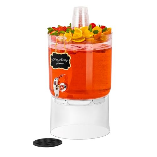 2 Gallon Beverage Dispenser for Parties, BPA-Free Drink Dispenser with No Drip Spigot, Juice Dispensers with Stand, Transparent Plastic Water Dispenser Countertop for Punch, and Drink Fountains | Amazon (US)