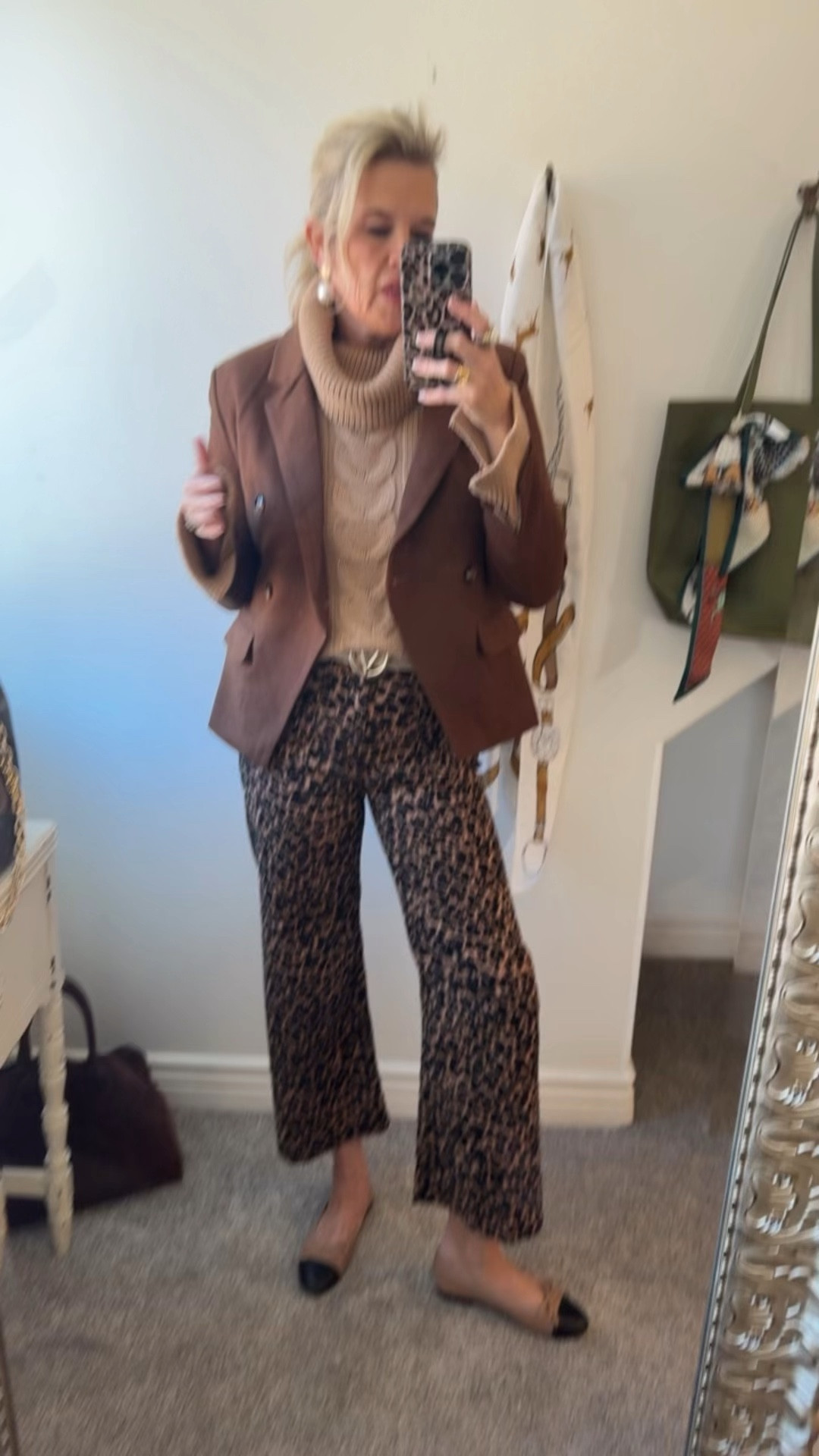 OOTD

Leopard and neutral 
Great for workwear, or everyday look

Anthro Leopard wide leg crop Jean 
Tts I am in 27

Banana Republic tut neck sweater sold out linked similar

Versace belt links sale ones

Steve Madden cap toe 
Jcrew on sale identical 

Pearl earrings not linkable linked similar

Blazer Gibsonlook double breasted blazer  tts
And seriously the best blazers!
I have almost every color
On
Sale

#LTKStyleTip #LTKGiftGuide #LTKSaleAlert