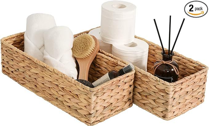 StorageWorks Water Hyacinth Toilet Paper Basket, Woven Storage Basket for Toilet Tank Top, Toliet... | Amazon (US)