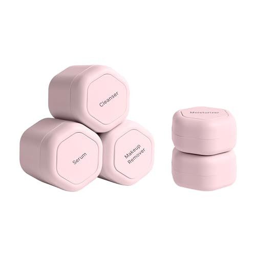 Cadence Travel Containers - Core Skincare Set - Magnetic Containers with Lids,2 Small (0.56oz) & 3 Medium (1.32oz) - Cleanser, Moisturizer, Serum, Makeup Remover & Sun Icon Labels - Petal | Amazon (US)
