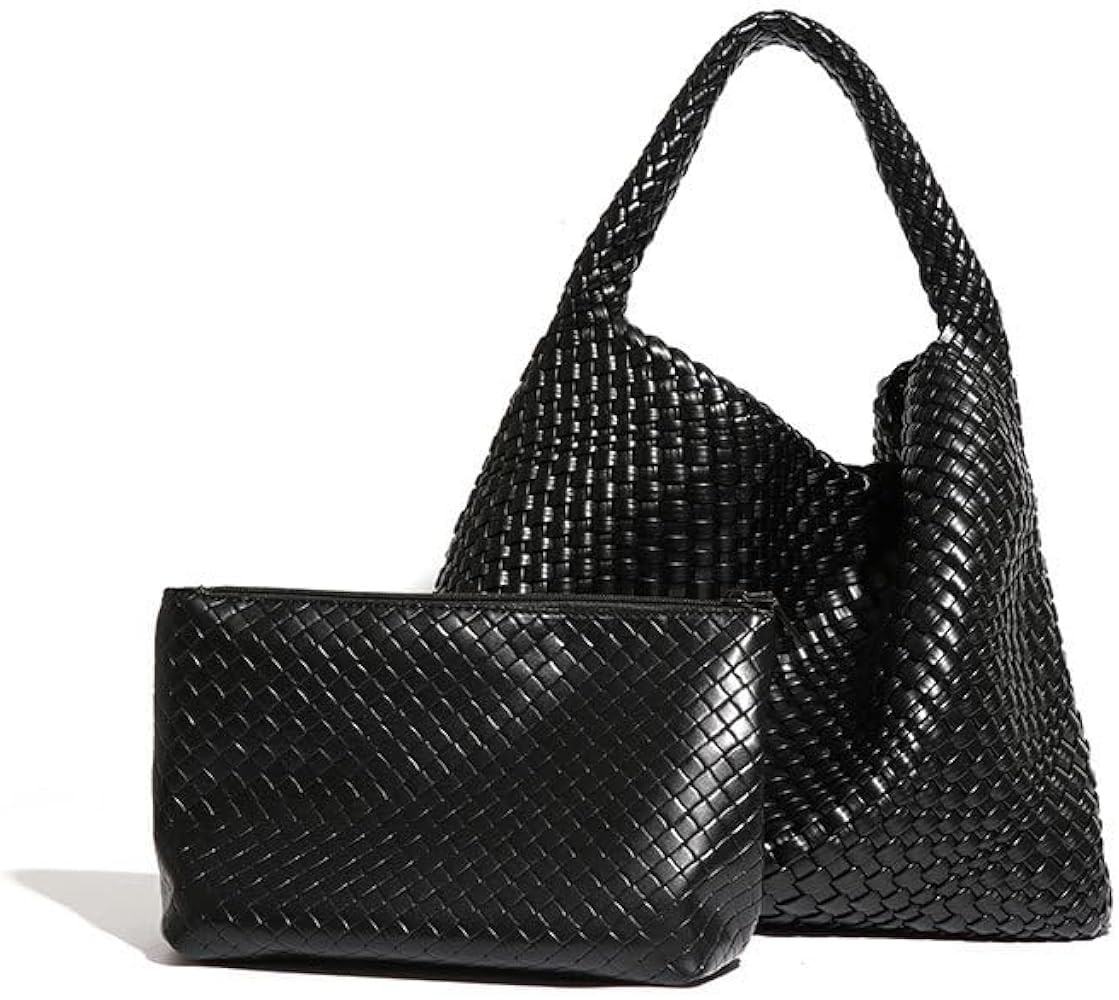 Woven Tote Bag For Women,Large Vegan Leather Handbag,Summer Beach Travel Handbag | Amazon (US)