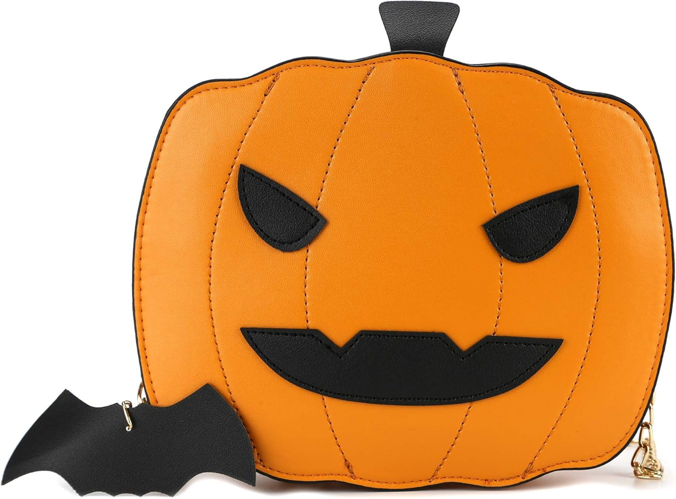 QiMing Halloween Pumpkin Shoulder bag,Bat ornament Fashion PU Purses for Women Girl | Amazon (US)