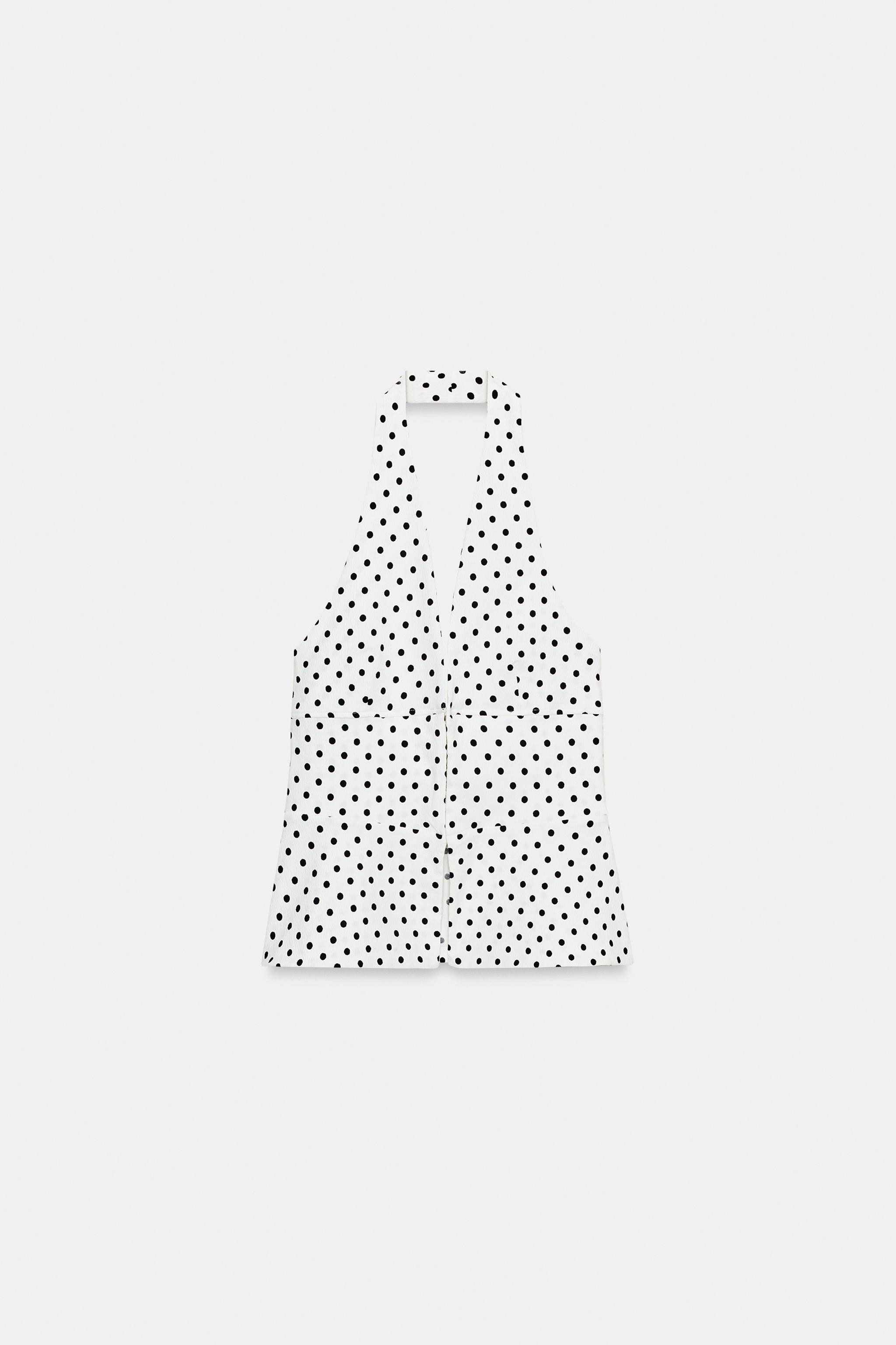 STRETCH HALTER NECK TOP WITH DOTS | Zara UK