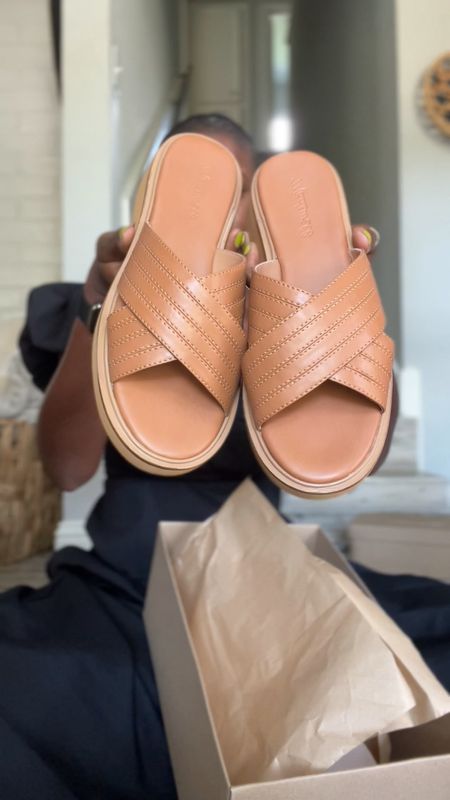 Brown slides! cross strap sandals with a small platform  Comes in 3 colors! 

#LTKstyletip #LTKtravel #LTKshoecrush
