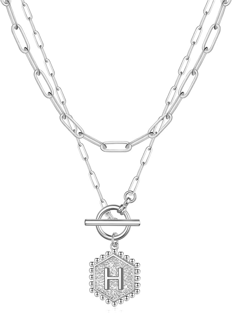 IEFWELL Layered Gold Necklaces for Women, 14K Gold Plated Silver Rose Gold Paperclip Chain Neckla... | Amazon (US)