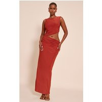 Orange Double Layer Slinky Cut Out Maxi Dress | PrettyLittleThing US