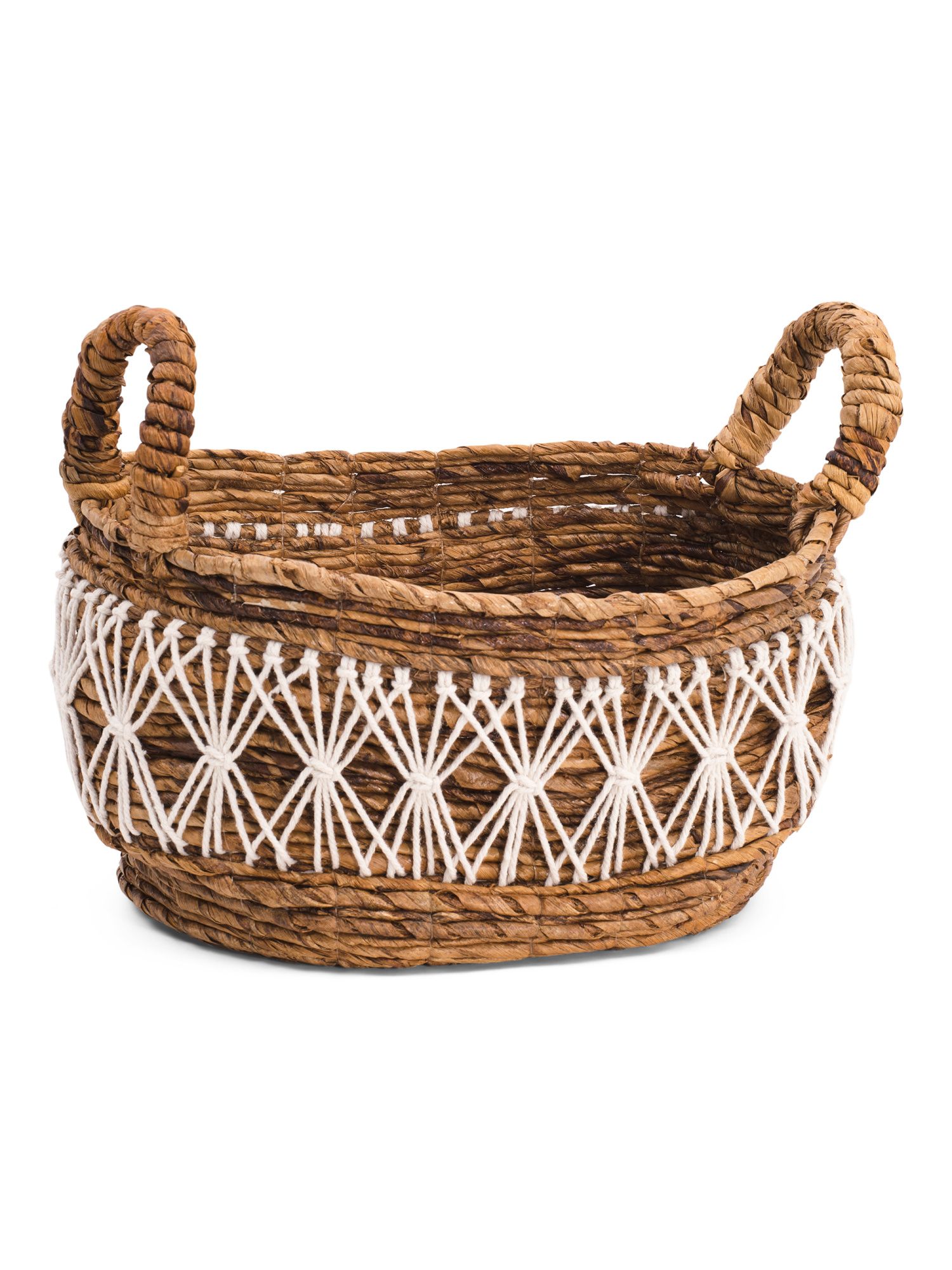 Small Banana Oval Basket With Macrame Detail | TJ Maxx