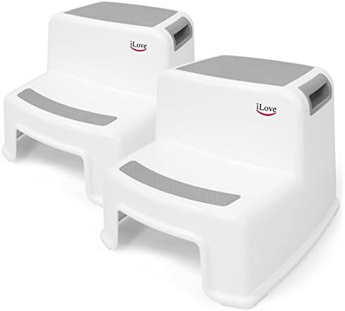 2 Step Stool for Kids (Gray 2 Pack) | Toddler Stool for Toilet Potty Training | Slip Resistant So... | Amazon (US)