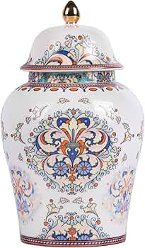 Chinese Ginger Jar with Lid Chinoiserie Antique Style,Home Decorative Retro Blue and White Porcel... | Amazon (US)