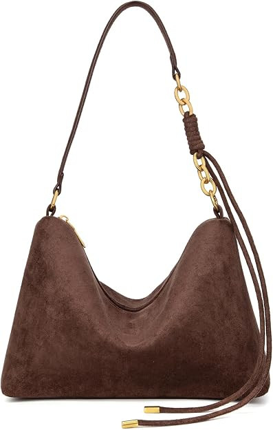 Small Shoulder bag For Women Faux Suede Handbag Soft Hobo Cute Crossbody with Adjustable Strap | Amazon (US)
