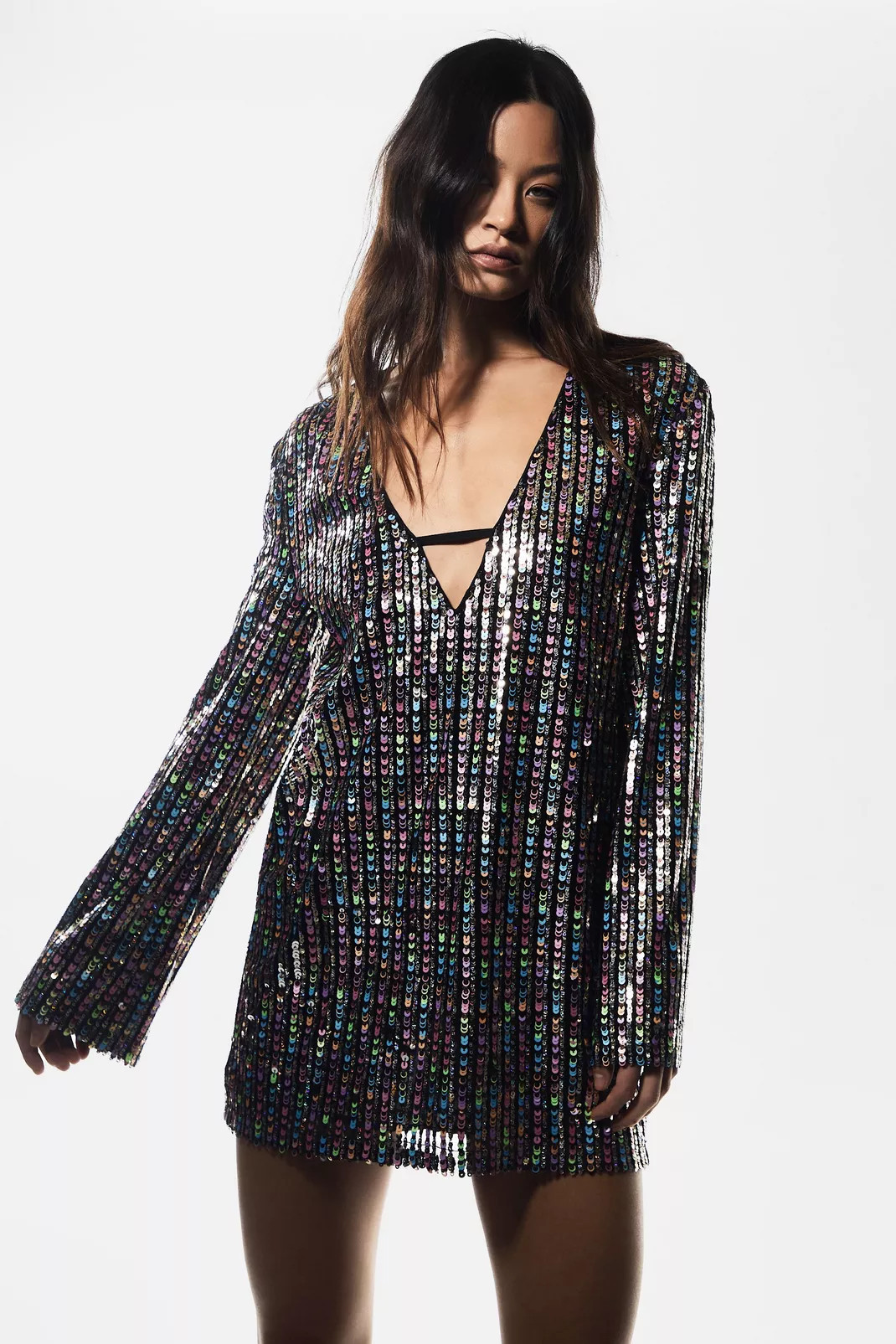 Sequin Tunic Long Sleeve Mini Dress | Nasty Gal US