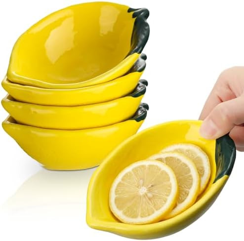 Willinglong 6 Pcs Ceramic Lemon Serving Bowls, Small Dipping Bowls, Microwave Dishwasher Safe, St... | Amazon (US)