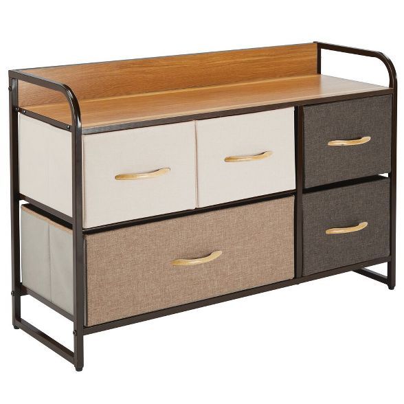 mDesign Wide Dresser Storage Chest, 5 Fabric Drawers | Target