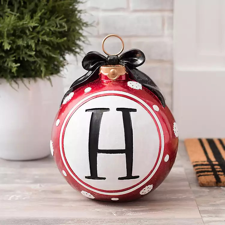 Snowflake and Bow Monogram H Ornament Statue | Kirkland's Home