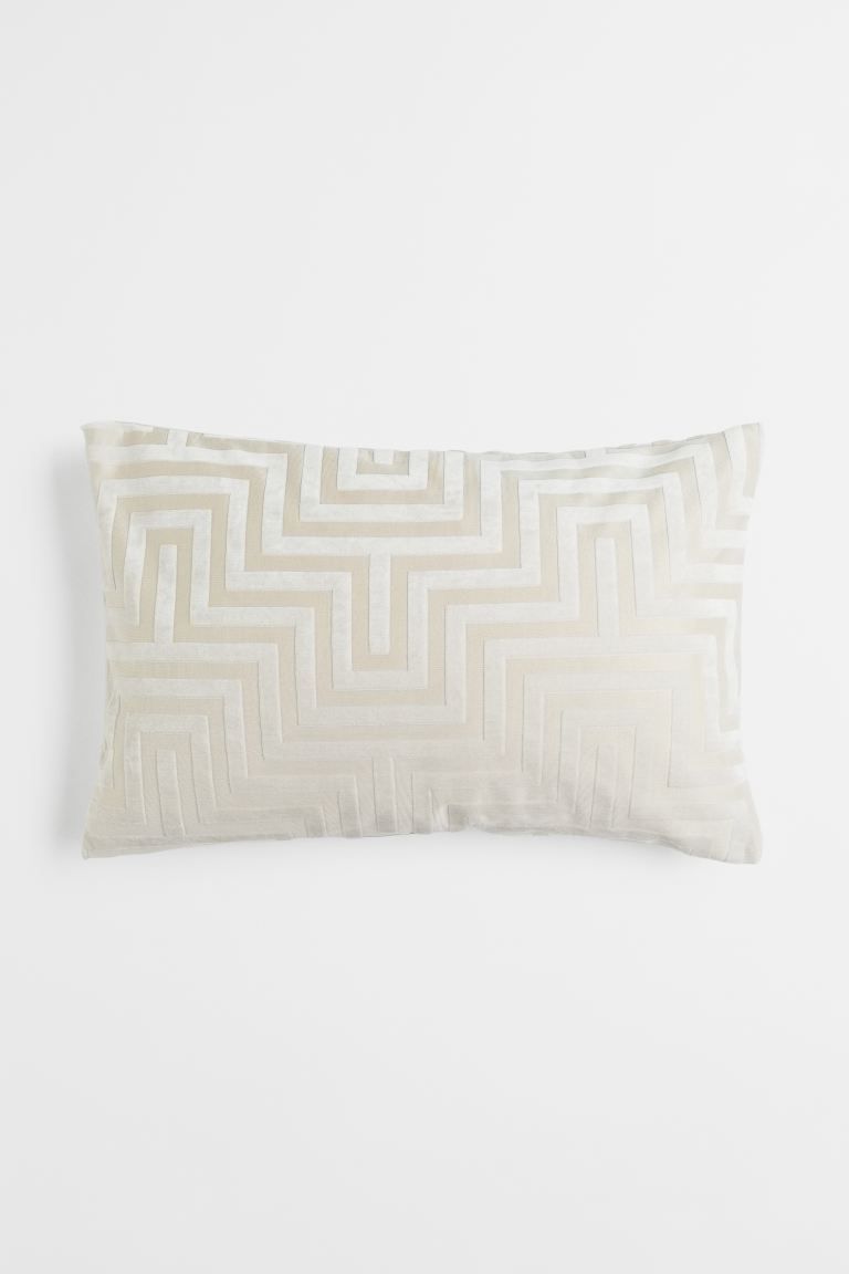 Velvet Cushion Cover - Light beige/white - Home All | H&M US | H&M (US + CA)