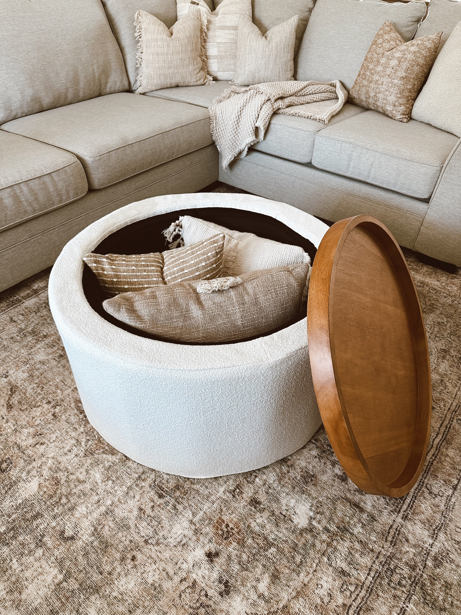 New Beautiful by Drew Barrymore boucle coffee table at Walmart! The deets: +stowaway table +under $200 +boucle & wood #walmartpartner #besutifulbydrew #boucle #coffeetable #storage #nook #ottoman #livingroom #dormroom #college #homedecor #neutraldecor #decor 

#LTKhome #LTKFind #LTKU