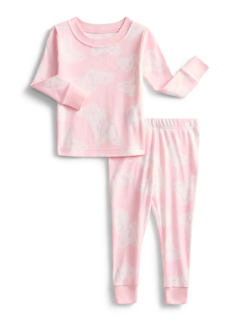 Wonder Nation Toddler Boys or Girls Cotton Snug Fit Long Sleeve Pajama Top and Pants Set, 4-Piece... | Walmart (US)
