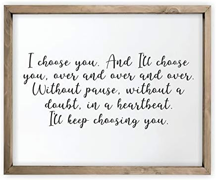 I Choose You Framed Rustic Wood Farmhouse Wall Sign 12x15 | Amazon (US)