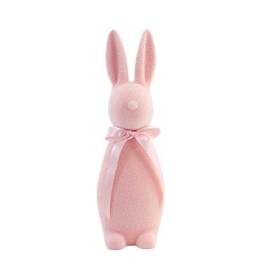 Easter 16.0" Flocked Button Nose Med Bunny Pink Spring Decoration Rabbit Modern  -  Decorative Fi... | Target