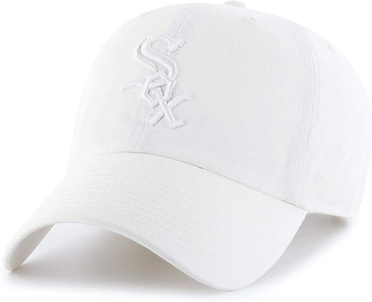 '47 MLB White/White Primary Logo Clean Up Adjustable Strap Hat Cap, Adult One Size Fits All | Amazon (US)