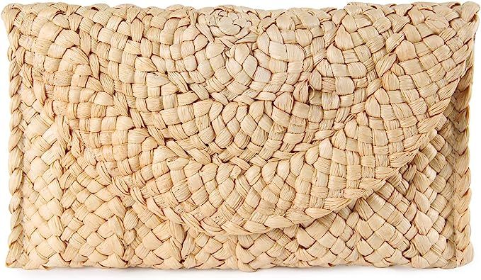 Syrads Women’s Straw Evening Clutch Purse Summer Beach Handbag Straw Woven Envelope Bag,beige | Amazon (UK)