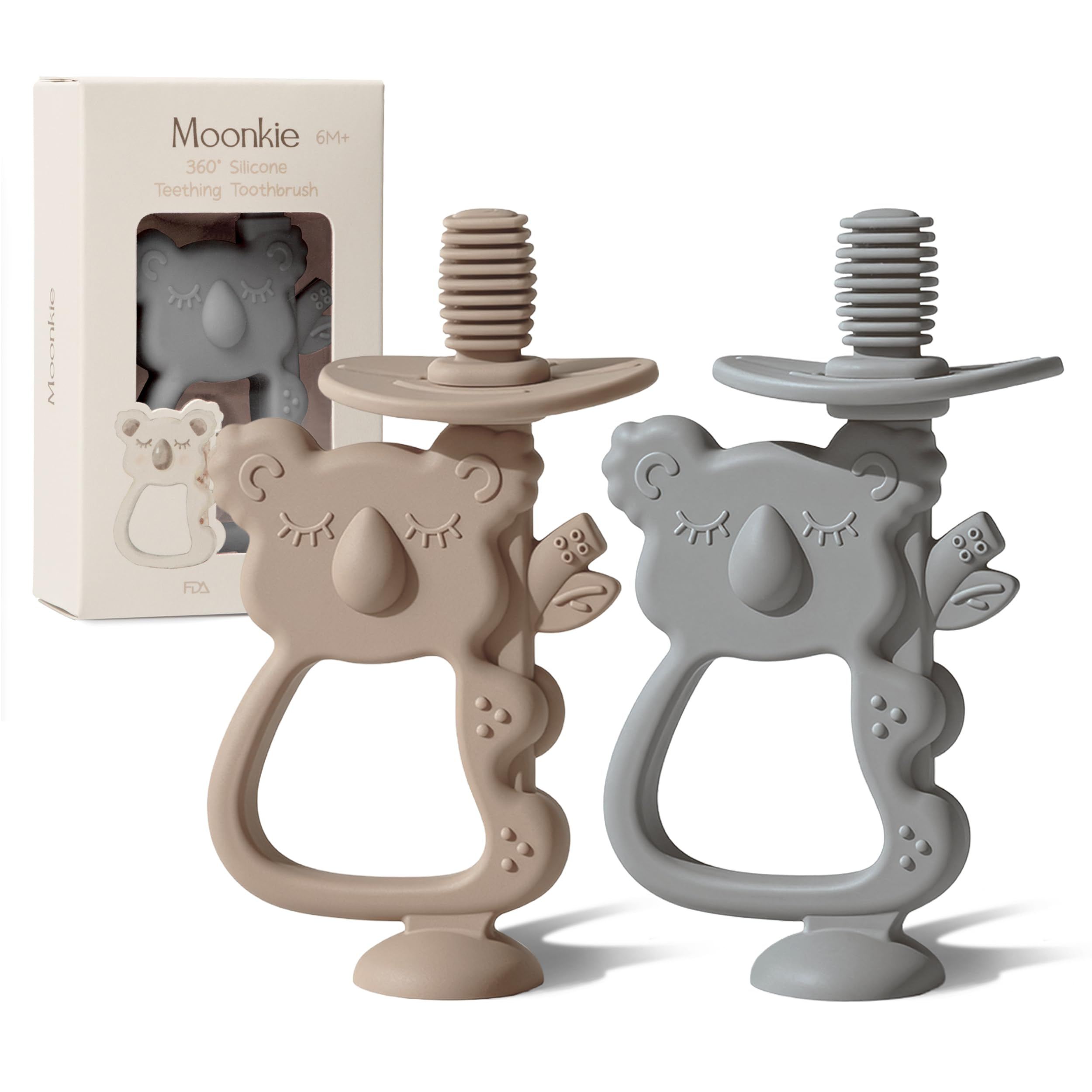 Moonkie Teething Toy Set of 2, Safe & Easy to Hold BPA Free Silicone Teethers, 360° Baby Toothbr... | Amazon (US)