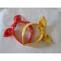 Bandana Knotty Bow Headband, Top Knot Salmon Color Mustard Headband | Etsy (US)