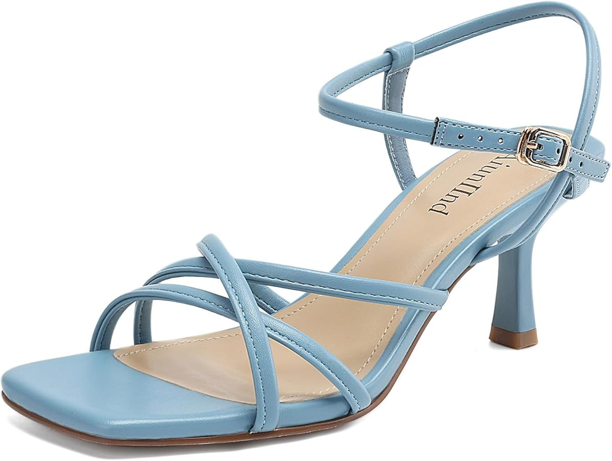 AIUNIIND Women's Sandals Square Open Toe Kitten Heels Strappy Ankle Strap Heeled Sandals for Wome... | Amazon (US)