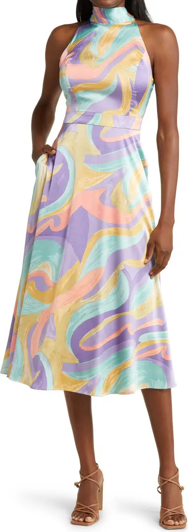 Pastel Marble Halter Midi Dress | Nordstrom
