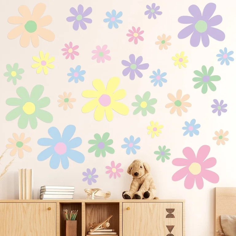 Daisy Wall Decal Flower Wall Sticker Cute Daisy Sticker Multicolor Flower Decal Peel and Stick Fl... | Walmart (US)