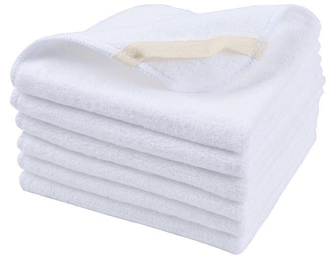 Sinland Microfiber Facial Cloths Fast Drying Washcloth 12inch x 12inch White 6 pack | Amazon (US)