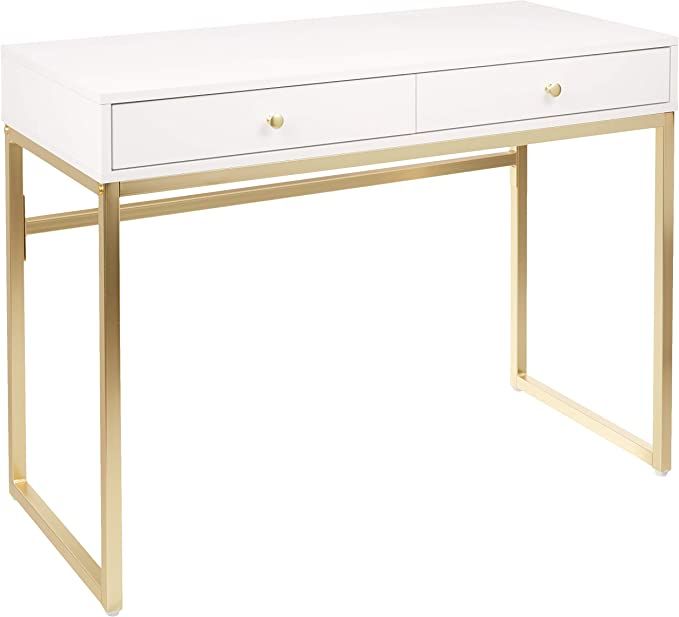 ACME Furniture Acme 92312 Coleen Desk, White & Brass | Amazon (US)