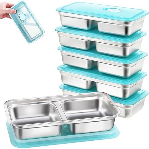 6 Pack Stainless Steel Snack Containers Reusable with Lid, Grab and Go 2 Compartment Snack Food Storage Containers for School Travel and Outdoor Camping Dishwasher Safe | Amazon (US)