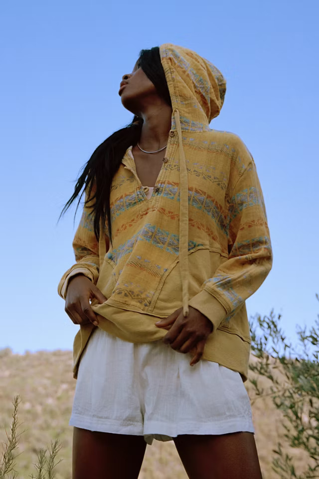 Out From Under Sahara Gauze-Inset Hoodie Sweatshirt | Urban Outfitters (US and RoW)