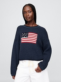 100% Cotton Oversized Crop Americana Sweater | Gap (US)