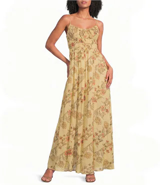 Free People FP One Ciella Printed Scoop Neck Sleeveless A-Line Maxi Dress - L | Dillard's