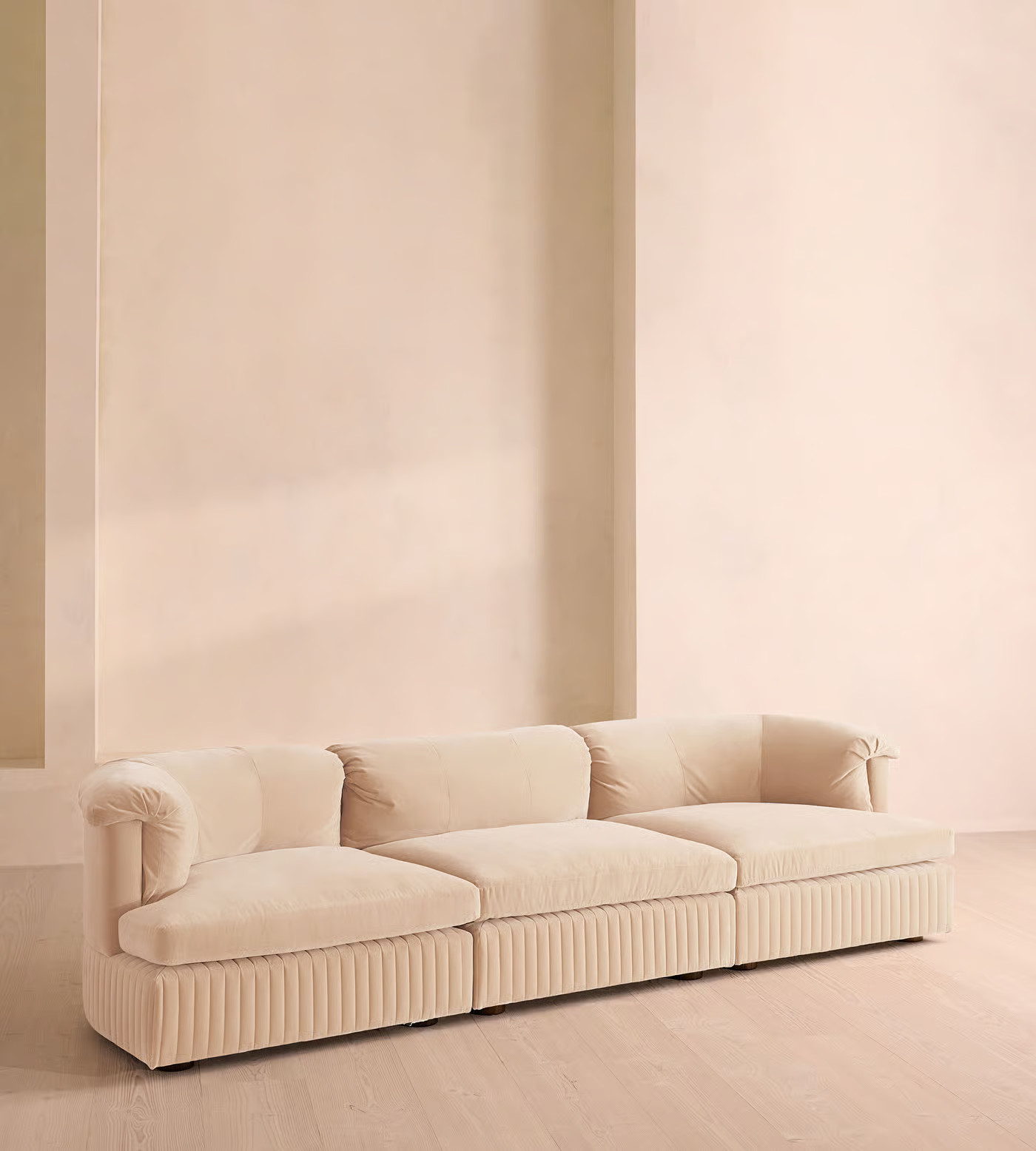 Oona Modular Sofa, Four Seater, Velvet Porcelain UK | Soho Home Ltd