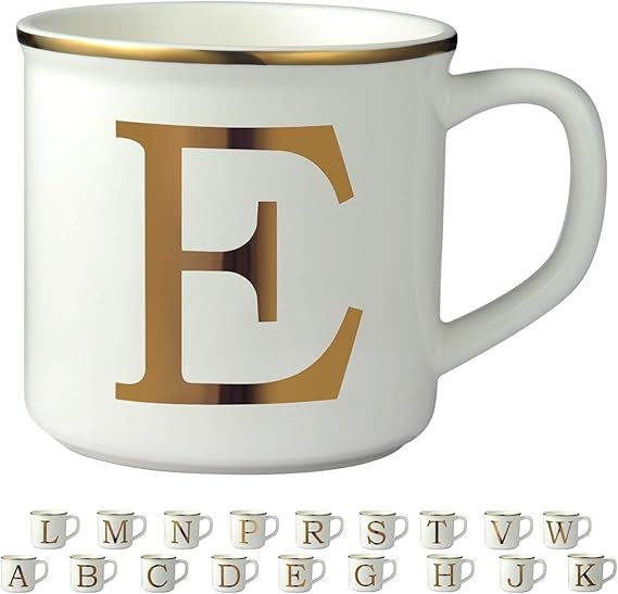 Miicol Gold Initials 16 oz Large Monogram Ceramic Coffee Mug Tea Cup for Office and Home Use, Cut... | Amazon (US)